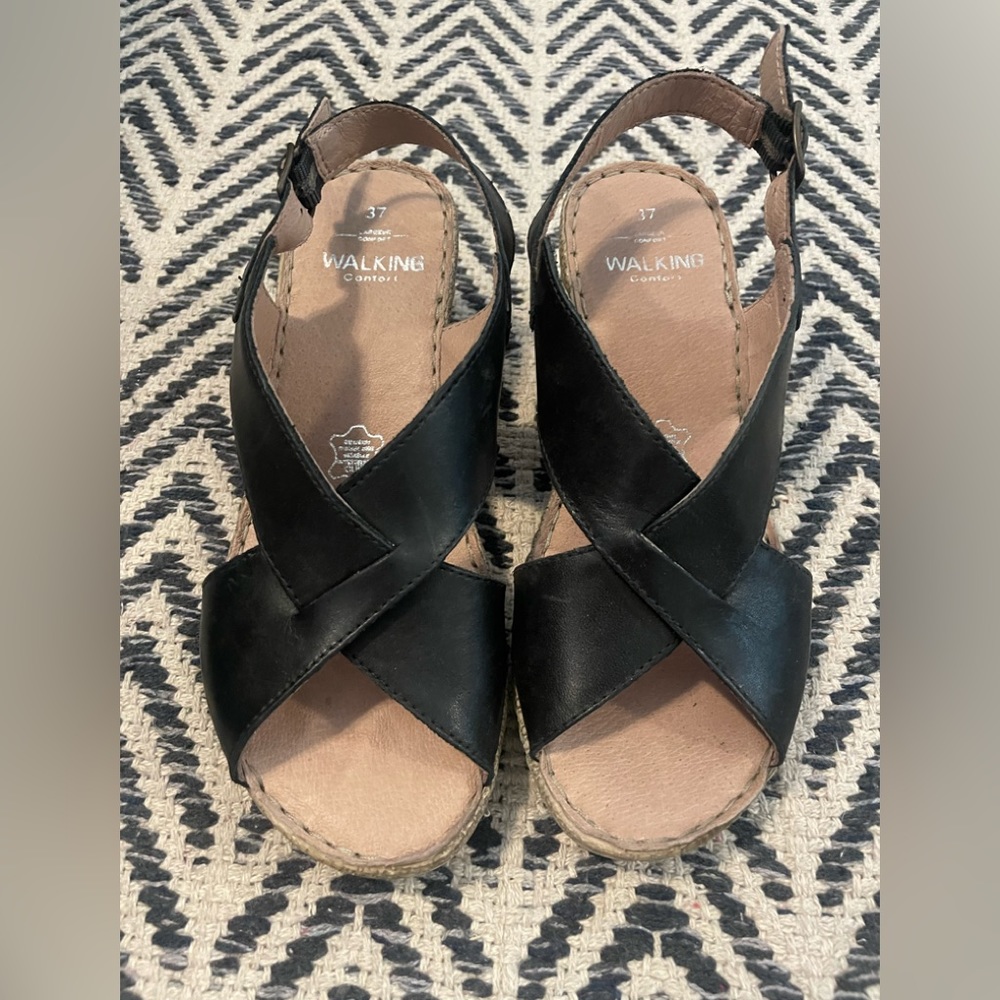 Genuine Leather walking comfort wedges